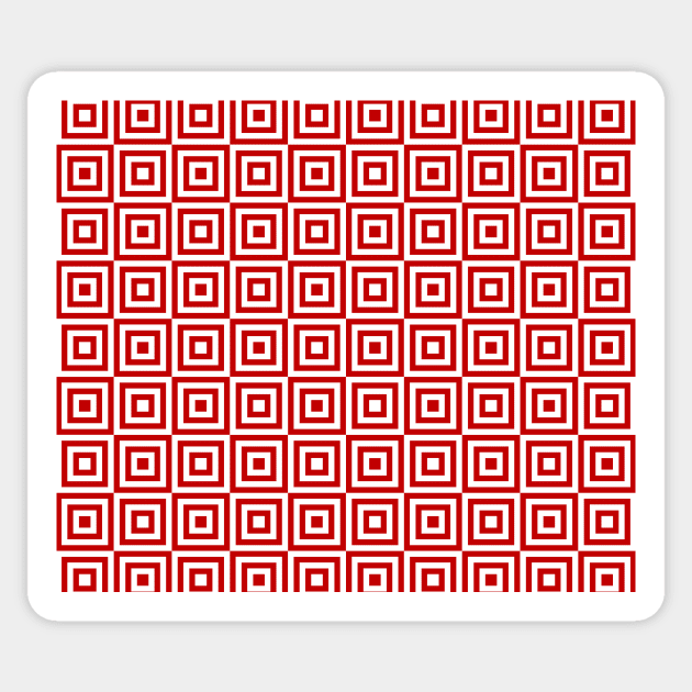Red and White geometric squares pattern Sticker by dreamingmind